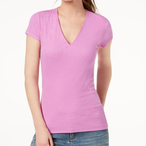 INC International Concepts Tops - INC International Concepts Ribbed V-Neck Top Lilac